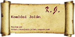 Komlósi Jolán névjegykártya